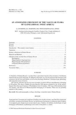 An Annotated Checklist of the Vascular Flora of Guinea-Bissau (West Africa)