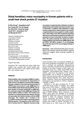 Distal Hereditary Motor Neuropathy in Korean Patients with a Small Heat Shock Protein 27 Mutation