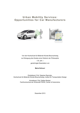 Urban Mobility Services: Opportunities for Car Manufacturers