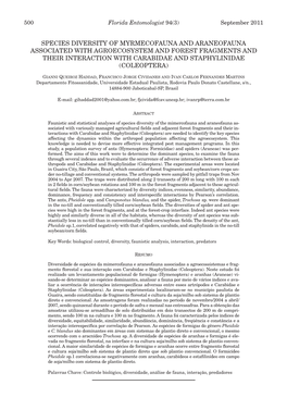 Species Diversity of Myrmecofauna And