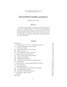 Generalized Complex Geometry