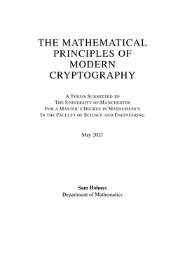 The Mathematical Principles of Modern Cryptography