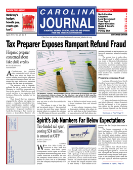 Tax Preparer Exposes Rampant Refund Fraud Pendent Claimed on an Income-Tax Re- Turn Will Result in a Refund of Roughly Hispanic Preparer $1,000