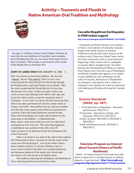 Activity—Tsunamis and Floods in Native American Oral Tradition and Mythology