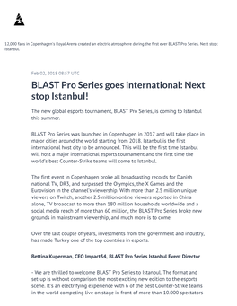 BLAST Pro Series Goes International: Next Stop Istanbul!