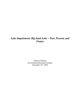 Lake Impairment: Big Sauk Lake – Past, Present, and Future