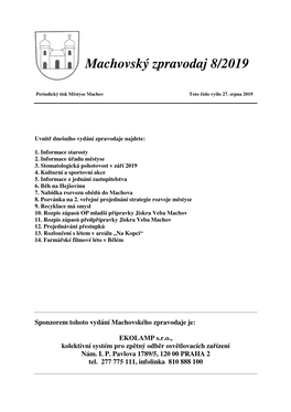 Machovský Zpravodaj 8/2019