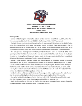 2014-15 Liberty University Women's Basketball Game No. 11 – Dec. 21