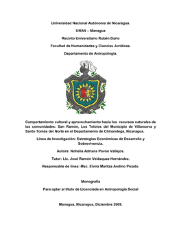 Universidad Nacional Autónoma De Nicaragua. UNAN – Managua