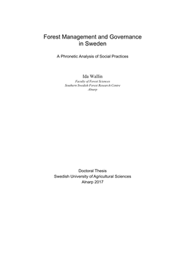 Forest Management and Governance in Sweden