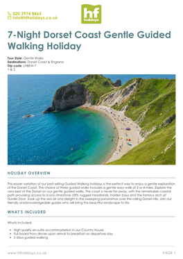 7-Night Dorset Coast Gentle Guided Walking Holiday