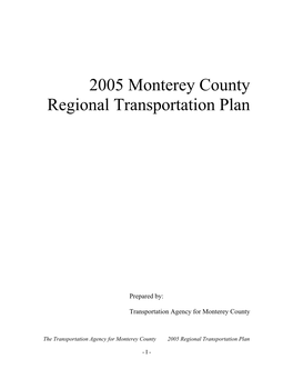 2005 Monterey County Regional Transportation Plan