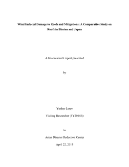 Wind Induced Damage to Roofs and Mitigations: a Comparative Study on Roofs in Bhutan and Japan