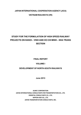 Study for the Formulation of High Speed Railway