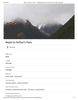 Boyle to Arthur's Pass — NZ Walking Access Commission Ara Hīkoi Aotearoa