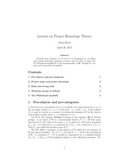 Lecture on Proper Homotopy Theory