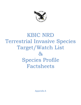 KBIC NRD Terrestrial Invasive Species Target/Watch List