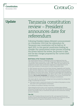 Tanzania Constitution Review – President Announces Date For