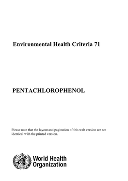 Environmental Health Criteria 71 PENTACHLOROPHENOL