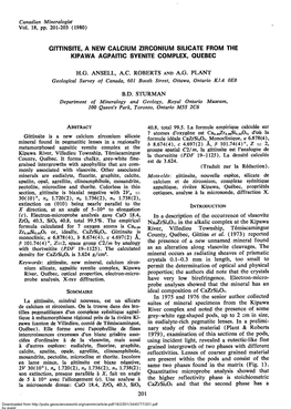 Gittinsite, a New Calcium Zirconium Silicate from The