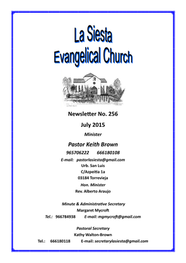 Newsletter No. 256 July 2015 Pastor Keith Brown