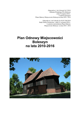 Plan Odnowy Miejscowości Boleszyn Na Lata 2010-2016