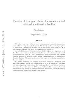 Families of Bitangent Planes of Space Curves and Minimal Non-Fibration