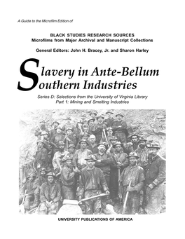 Outhern Industries Lavery in Ante-Bellum
