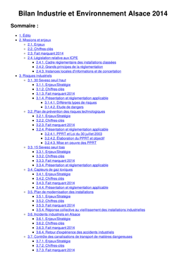 Bilan Industrie Et Environnement Alsace 2014