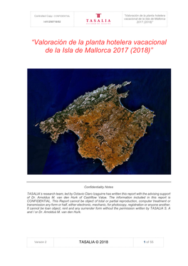 Valoración De La Planta Hotelera Vacaciona De Mallorca 2017 V2