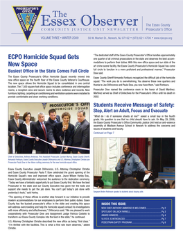 Essex Observer the Essex County Community Justice Unit Newsletter Prosecutor’S Office