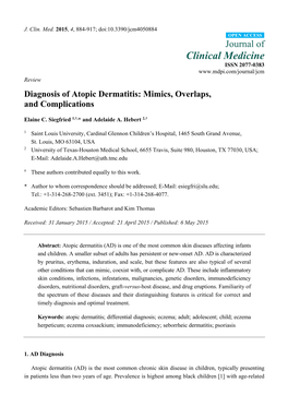 Diagnosis of Atopic Dermatitis: Mimics, Overlaps, and Complications