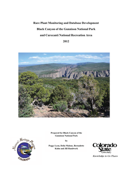 Rare Plant Monitoring and Database Development Black Canyon of The