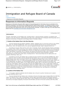 Immigration and Refugee Board of Canada Page 1 of 5