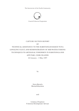 Capture Section Report of Technical Assistance to the Rarotangan