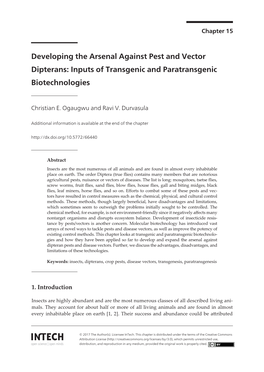 Developing the Arsenal Against Pest and Vector Dipterans: Inputs Of