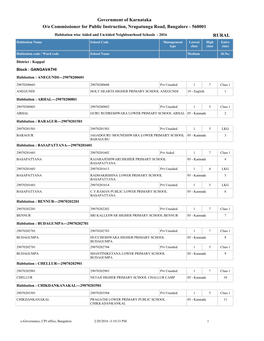 Government of Karnataka RURAL O/O Commissioner for Public Instruction