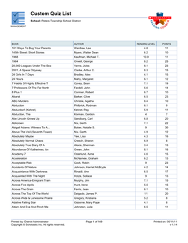 Custom Quiz List