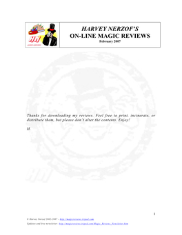 Harvey Nerzof's On-Line Magic Reviews