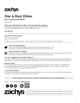 Zachys® Fine & Rare Wines June 4, 2020 at 9:00 AM EST Lots 1–877