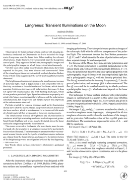 Langrenus: Transient Illuminations on the Moon