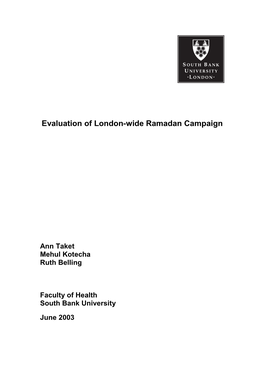 Evaluation of London-Wide Ramadan Campaign