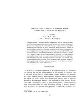 Demographic Change in Kosrae State, Federated States of Micronesia