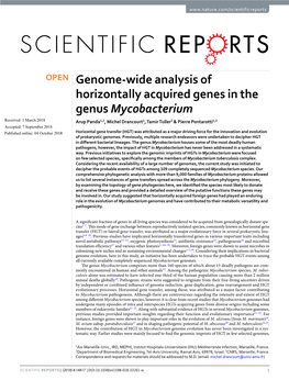 Genome-Wide Analysis of Horizontally Acquired Genes in the Genus