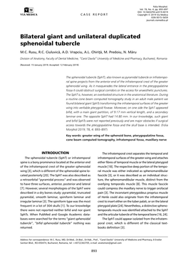 Bilateral Giant and Unilateral Duplicated Sphenoidal Tubercle M.C