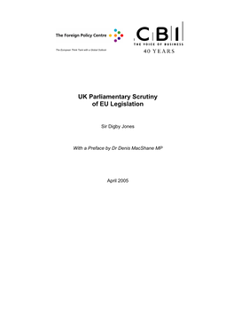 UK Parliamentary Scrutiny of EU Legislation