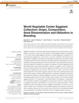 World Vegetable Center Eggplant Collection: Origin, Composition, Seed Dissemination and Utilization in Breeding