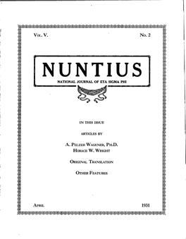 N U N T I U S No. 2 NATIONAL JOURNAL of ETA SIGMA PHI IN