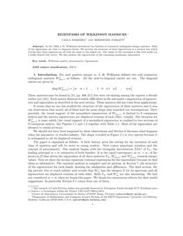 EIGENPAIRS of WILKINSON MATRICES ∗ 1. Introduction. for Each Positive Integer M, J. H. Wilkinson Defined Two Real Symmetric Tr