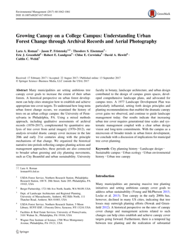 Growing Canopy on a College Campus: Understanding Urban Forest Change Through Archival Records and Aerial Photography